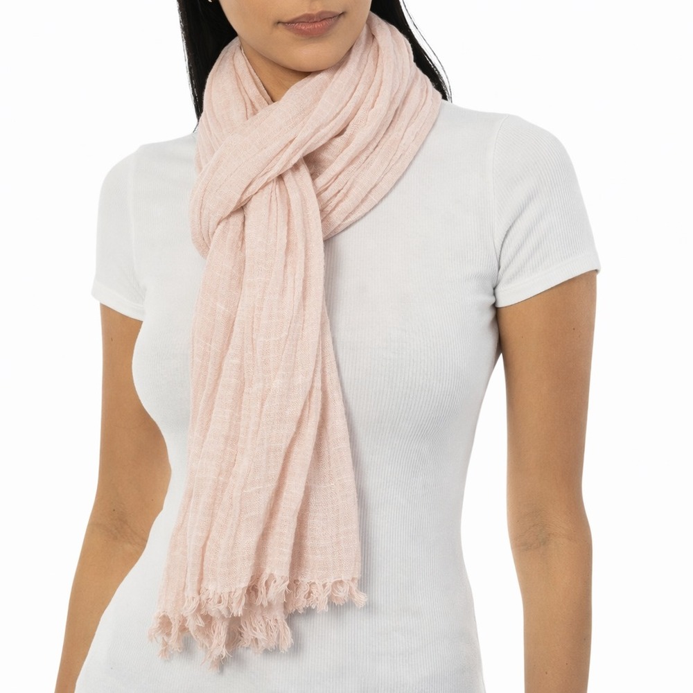 Style & Co Textured Linen-Look Scarf Convertible Wrap Blush One Size 72" x 27"